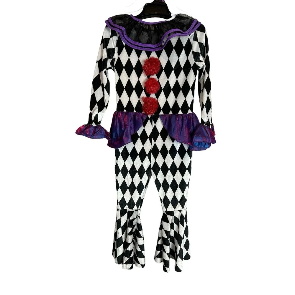 Girls Carnival Clown Unitard Costume Size 3-4T Cosplay Halloween Jumpsuit Only - Picture 2 of 8